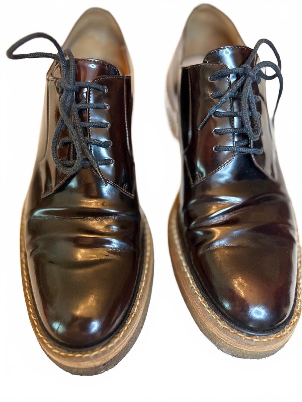 Dries van Noten Oxblood/Deep Brown Derby Lace-Ups 39 (8.5)